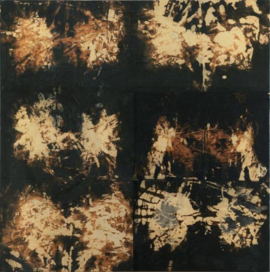 Aus dem Werkzyklus: 'R&oumlntgenbilder' | 145 x 145, Collage / Malerei auf Leinwand | 1997